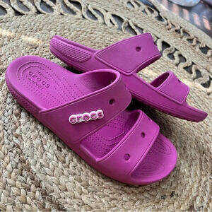 Crocs Classic Slides US W10 M8 Pink Double Strap Sandals Barbiecore
